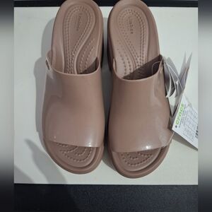 CROCS Women's Slide Mules in Taupe/Nude